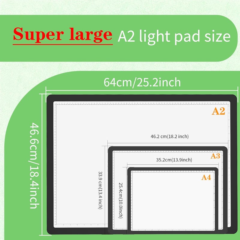 Phylosal Rechargeable A2 Light Pad for Diamond Painting 25.2''x18.4'', Magnetic Tracing Light Box for Drawing, Diamond Art Light Board with Side Button, Wireless LED Light Table for Sketching, Design - Image 2